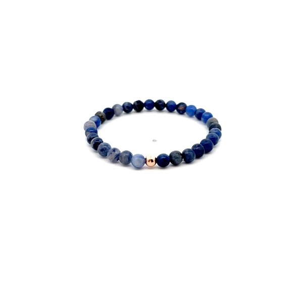 Natural Sodalite Gemstones Mini 4mm 18K Rose Gold Charm Bead - Picture 1 of 6